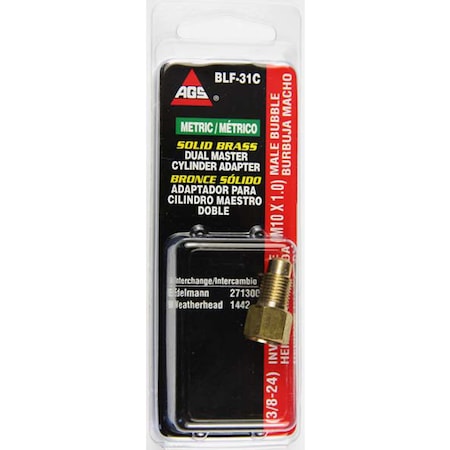 Ags Brass Adapter, Female(3/8-24 Inverted), Male(M10x1.0 Bubble), 1/card BLF-31C